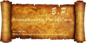 Bosnyakovits Perjámos névjegykártya